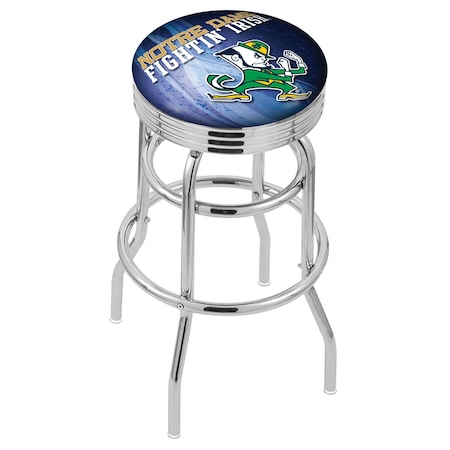 Holland Bar Stool Co 30" Chrome 2-Ring Notre Dame Leprechaun Swivel Bar Stool, Accent Ring L7C3C30ND-Lep-D2